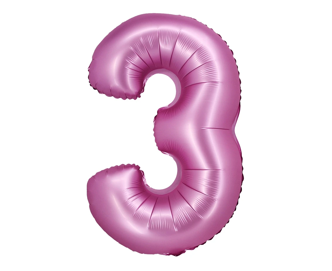 Foil balloon B&C, digit 3, satin pink, 76 cm EOL