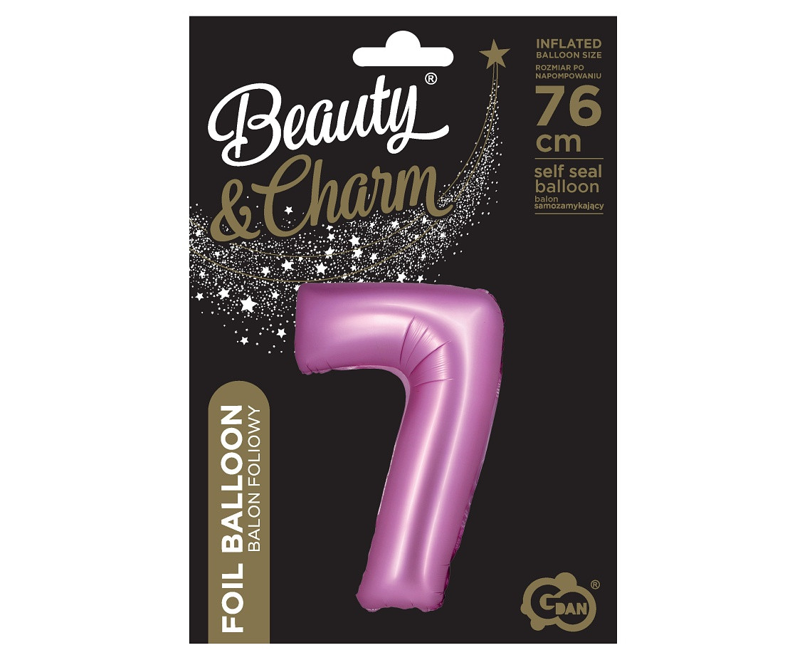 Foil balloon B&C, digit 7, satin pink, 76 cm EOL
