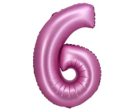 Foil balloon B&C, digit 6, satin pink, 76 cm EOL