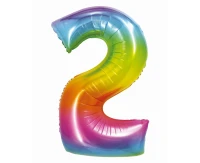 Foil balloon Smart,digit 2, rainbow, 76 cm