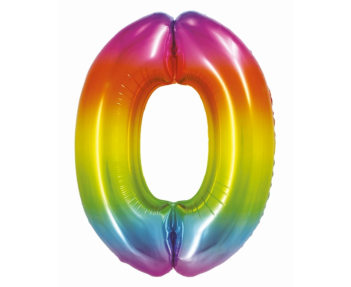 Foil balloon Smart, digit 0, rainbow, 76 cm