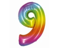 Foil balloon Smart, digit 9, rainbow, 76 cm