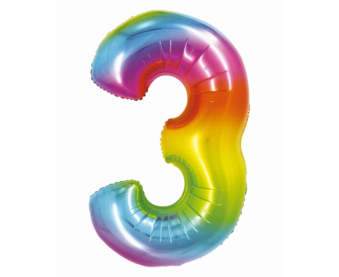Foil balloon Smart,digit 3, rainbow, 76 cm