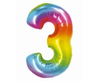 Foil balloon Smart,digit 3, rainbow, 76 cm