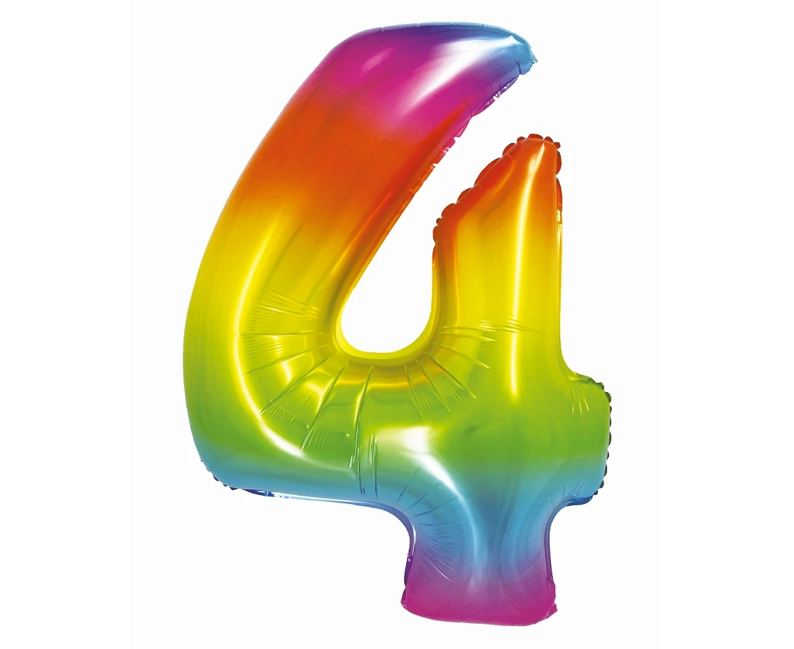Foil balloon Smart, digit 4, rainbow, 76 cm