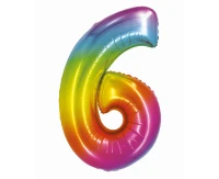 Foil balloon Smart, digit 6, rainbow, 76 cm