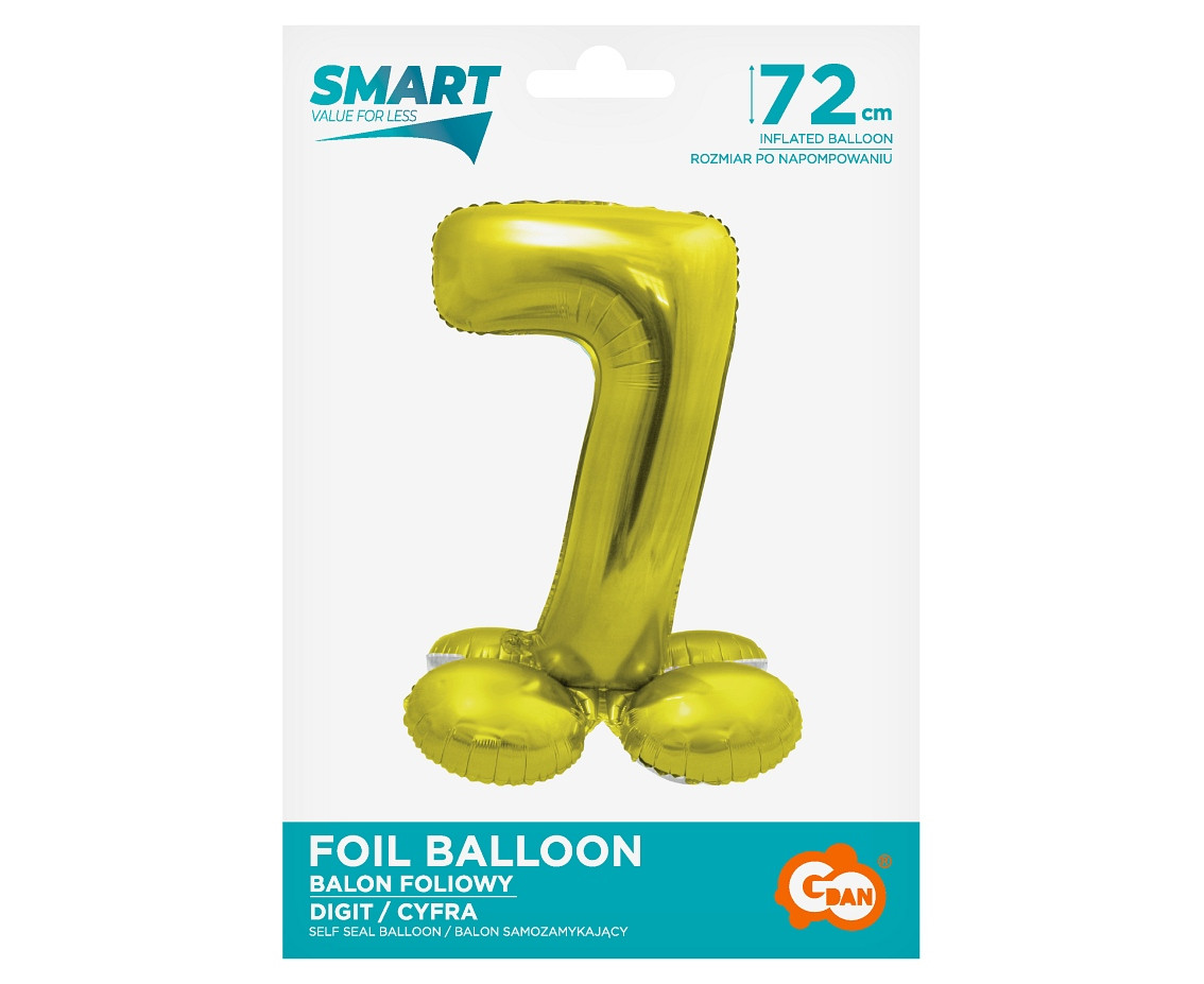 Foil balloon Smart, standing digit 7, gold, 72 cm EOL