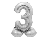 Foil balloon Smart, standing digit 3, silver, 72 cm EOL
