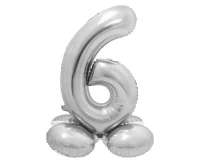 Foil balloon Smart, standing digit 6, silver, 72 cm EOL
