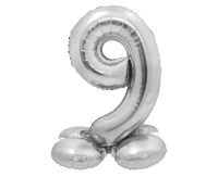 Foil balloon Smart, standing digit 9, silver, 72 cm EOL