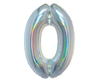 Foil balloon B&C, digit 0, holographic silver, 76 cm EOL
