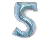 Foil balloon B&C, digit 5, holographic silver, 76 cm EOL