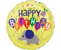 Foil balloon 18" Birthday Elephant, packed EOL