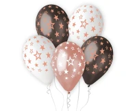 Balloons Gemar 13", premium helium stars rose gold, metallic, 6pcs EOL