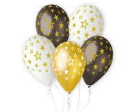 Balloons Gemar 13", premium helium stars gold, metallic, 6pcs