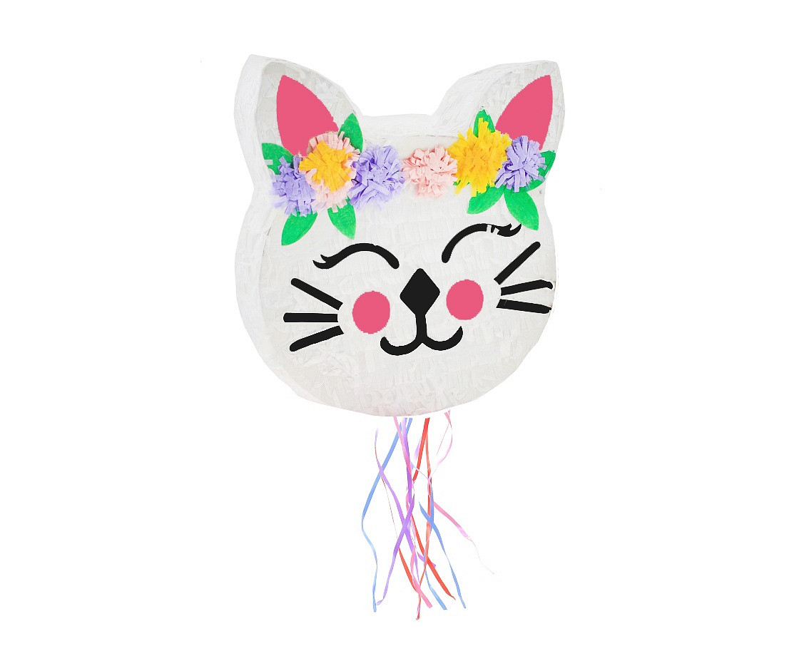 Pinata Cat with Flowers, size 33 x 35 x 7.5 cm