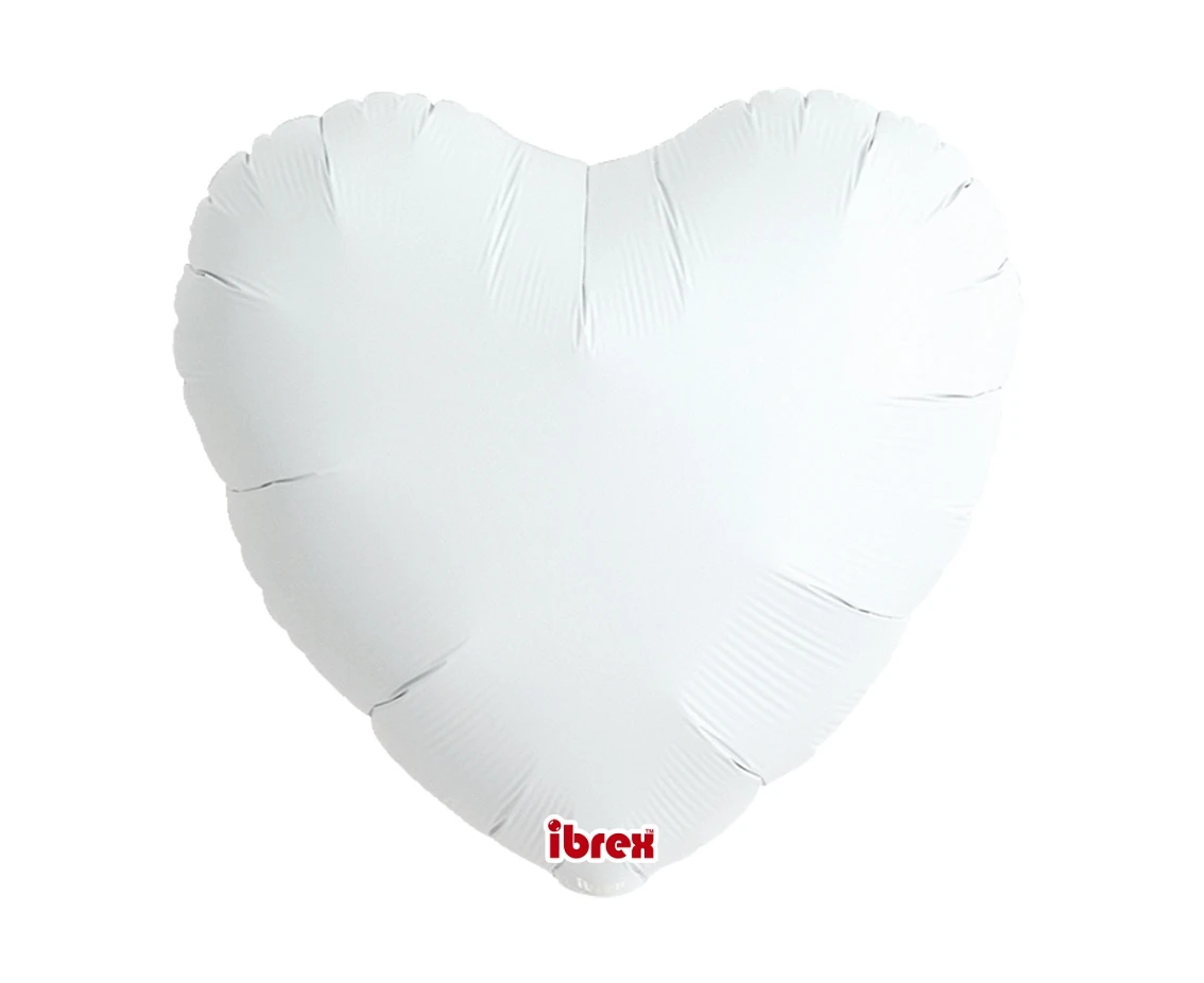 Ibrex helium balloon, Heart 18", Metallic White, 5 pcs.