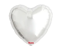 Ibrex helium balloon, Heart 18", Metallic Silver, 5 pcs.