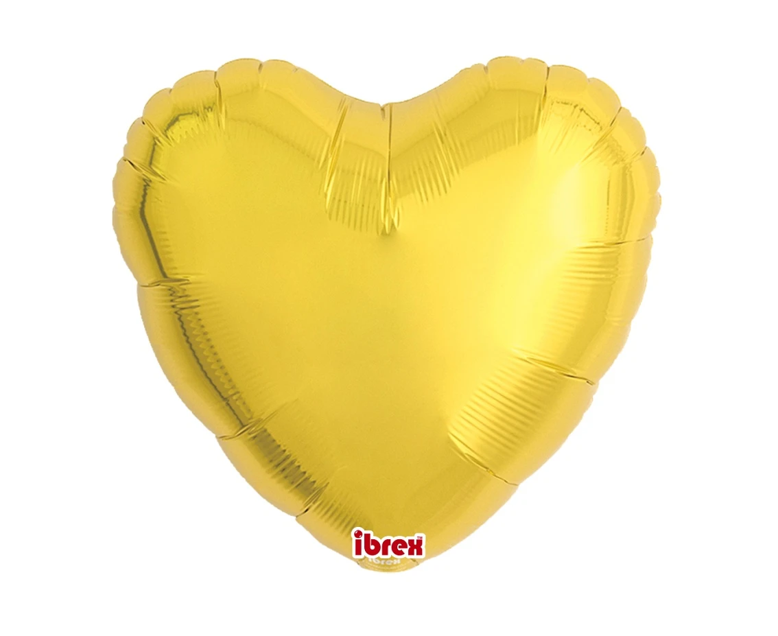 Ibrex helium balloon, Heart 18", Metallic Gold, 5 pcs.