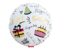 Ibrex helium balloon, Round 14", Happy Birthday Party, packed