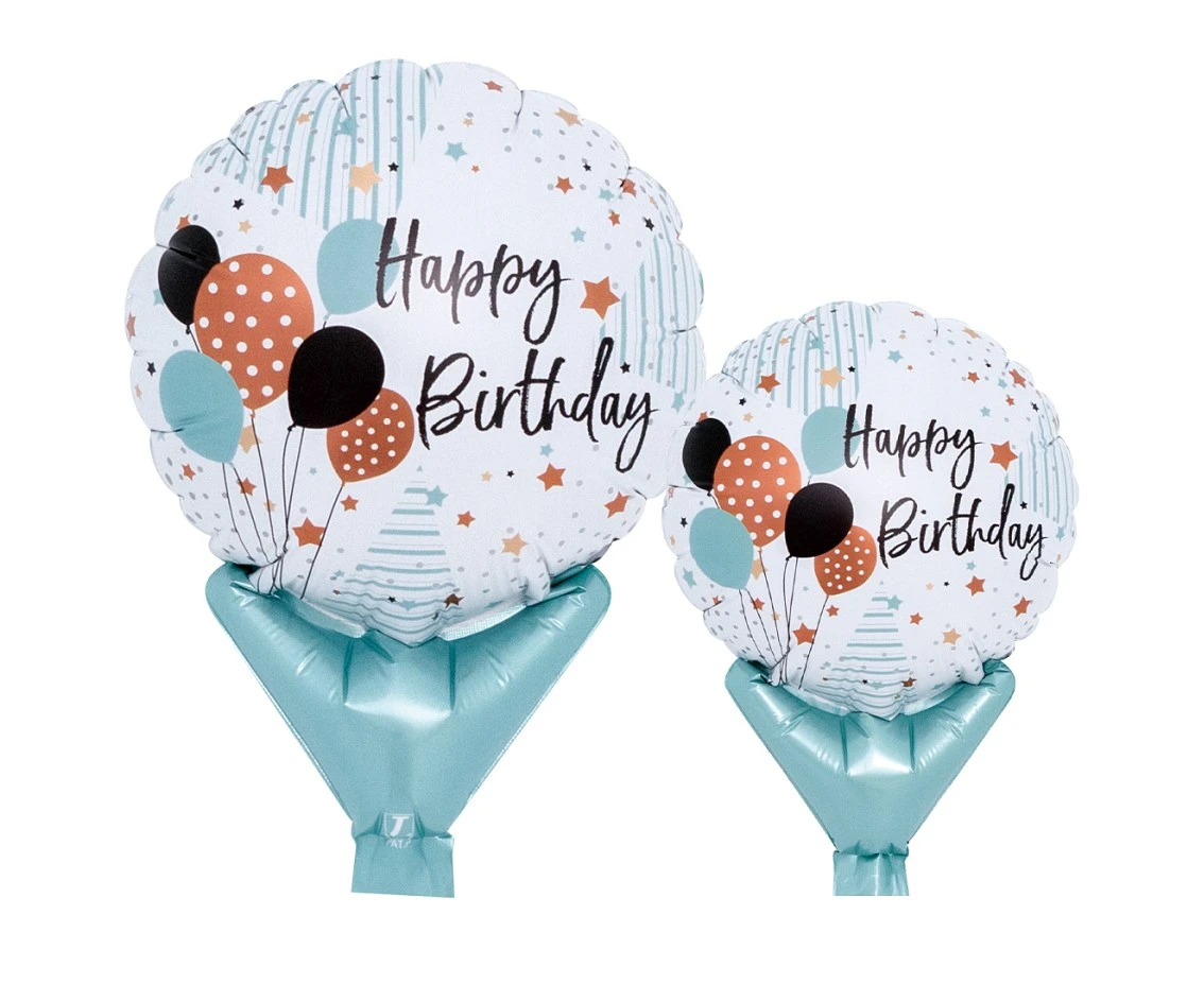 Ibrex Upright balloon Round, 5", Happy Birthday Balloons, 10 pcs.