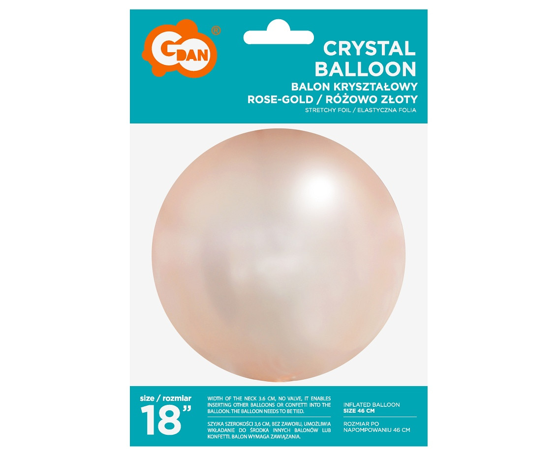 Crystal balloon, rose-gold, 18" EOL