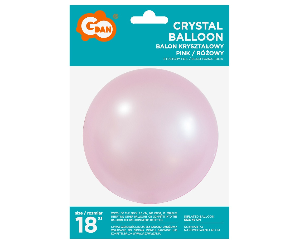 Crystal balloon, pink, 18" EOL