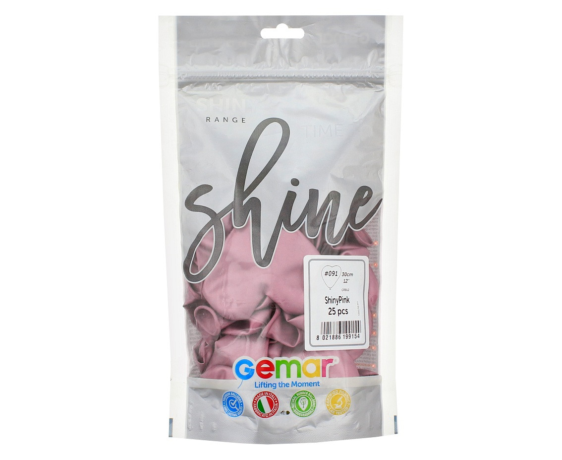 Balloons Gemar 12", CRB shiny pink, 25pcs