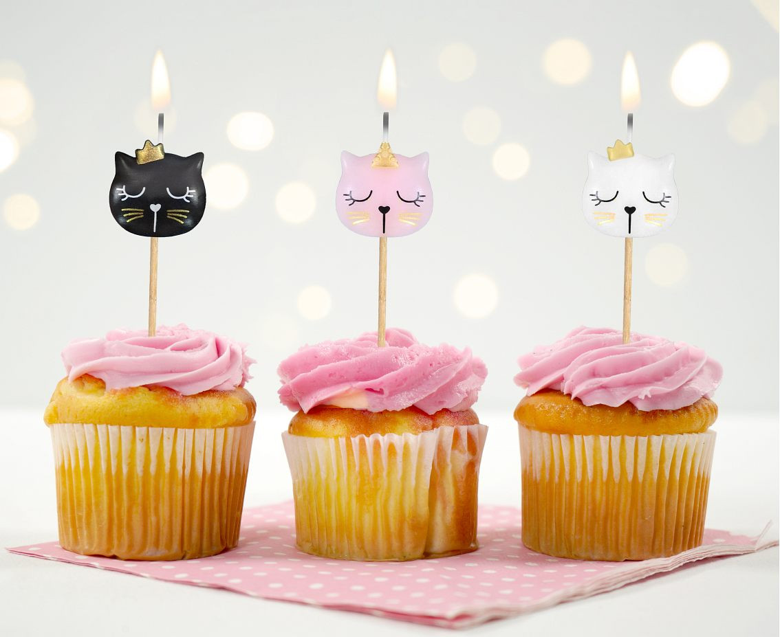 Wooden pick candles PB&C Cat, total length 7 cm, 5 pcs.