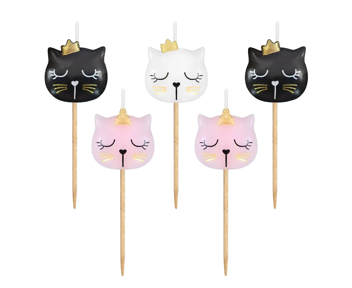 Wooden pick candles PB&C Cat, total length 7 cm, 5 pcs.