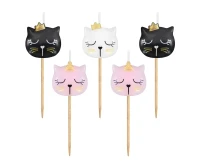 Wooden pick candles PB&C Cat, total length 7 cm, 5 pcs.