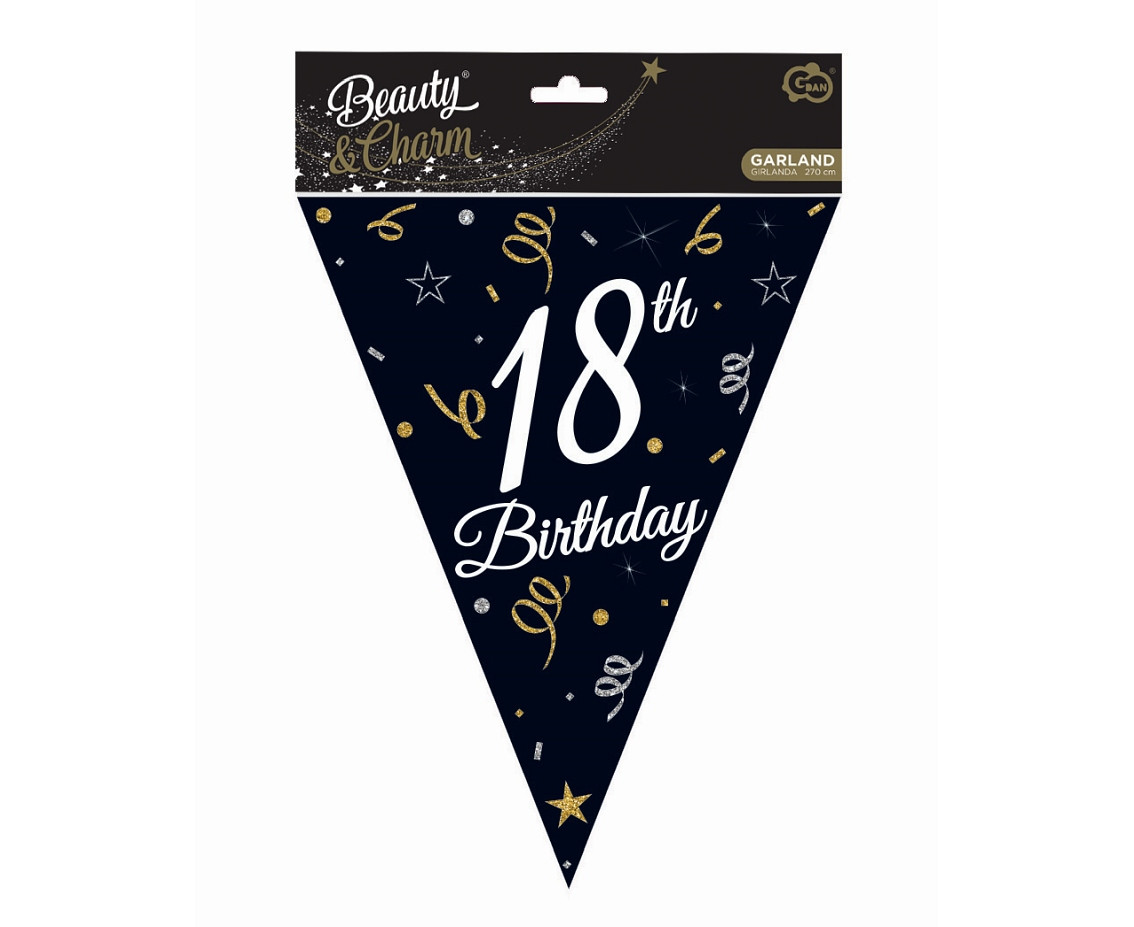 Beauty&Charm paper garland with flags "18", 28 x 270 cm