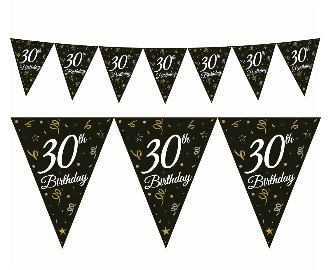 Beauty&Charm paper garland with flags "30", 28 x 270 cm