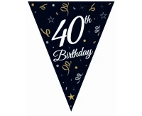 Beauty&Charm paper garland with flags "40", 28 x 270 cm