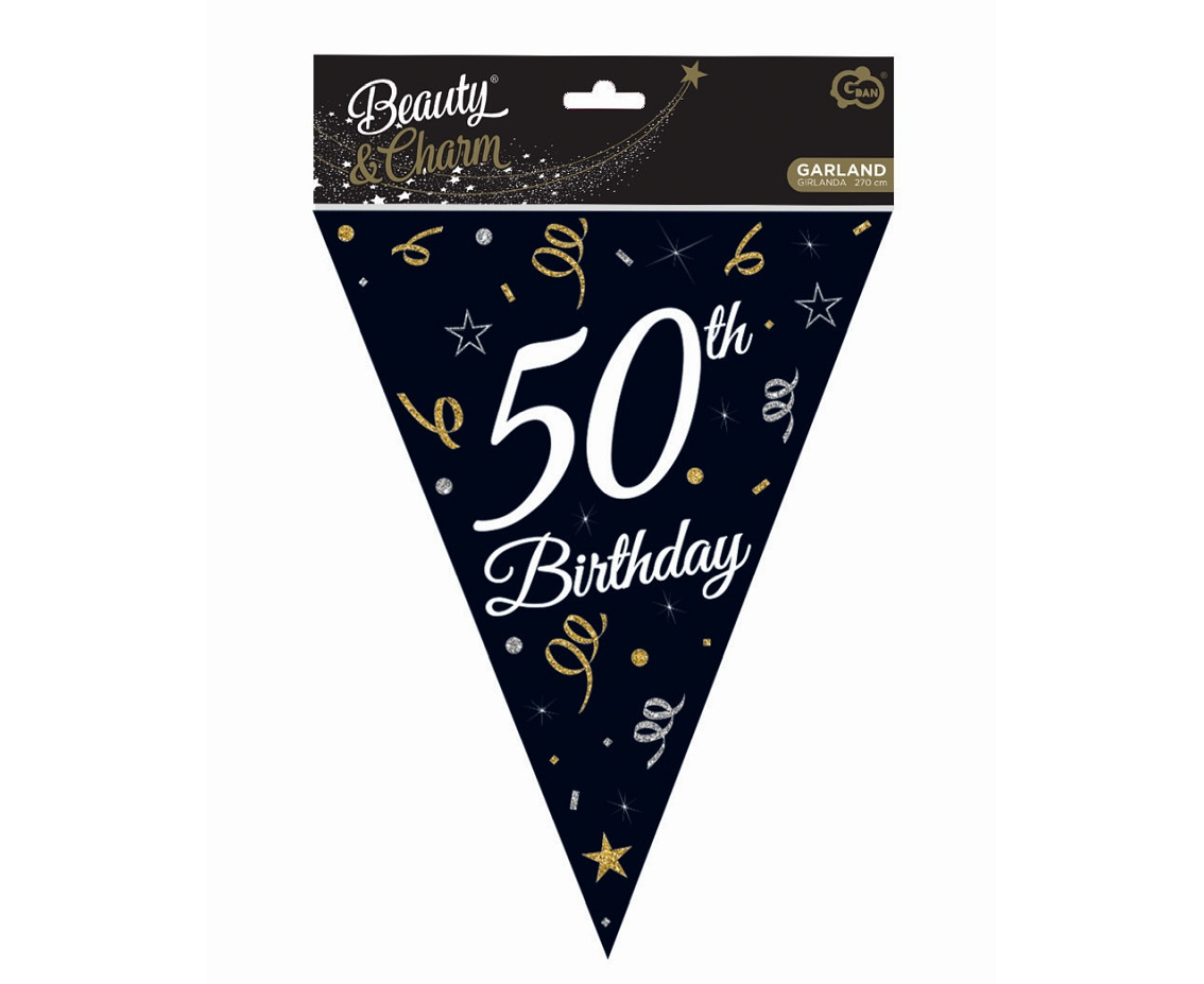Beauty&Charm paper garland with flags 50", 28 x 270 cm