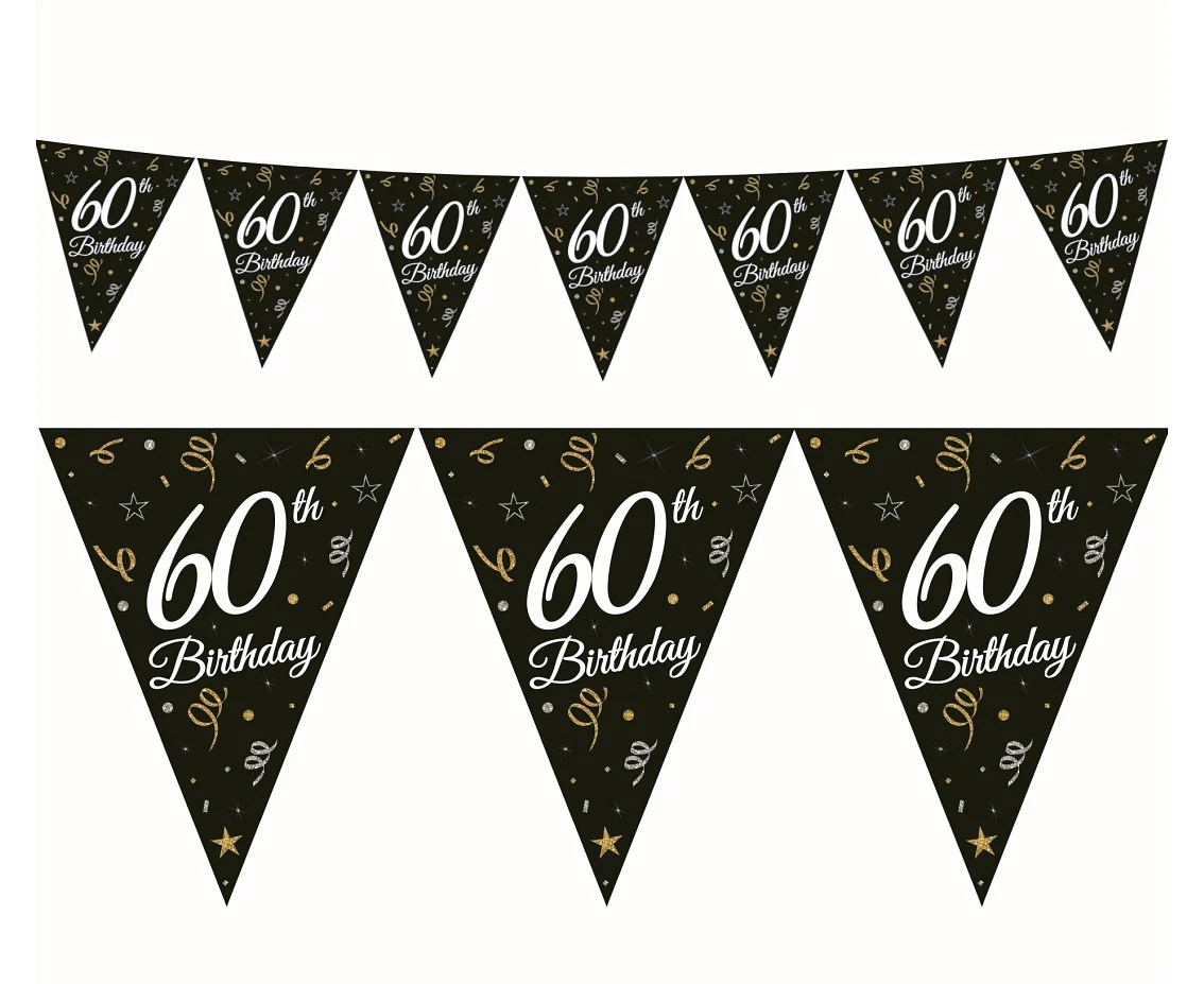 Beauty&Charm paper garland with flags "60", 28 x 270 cm
