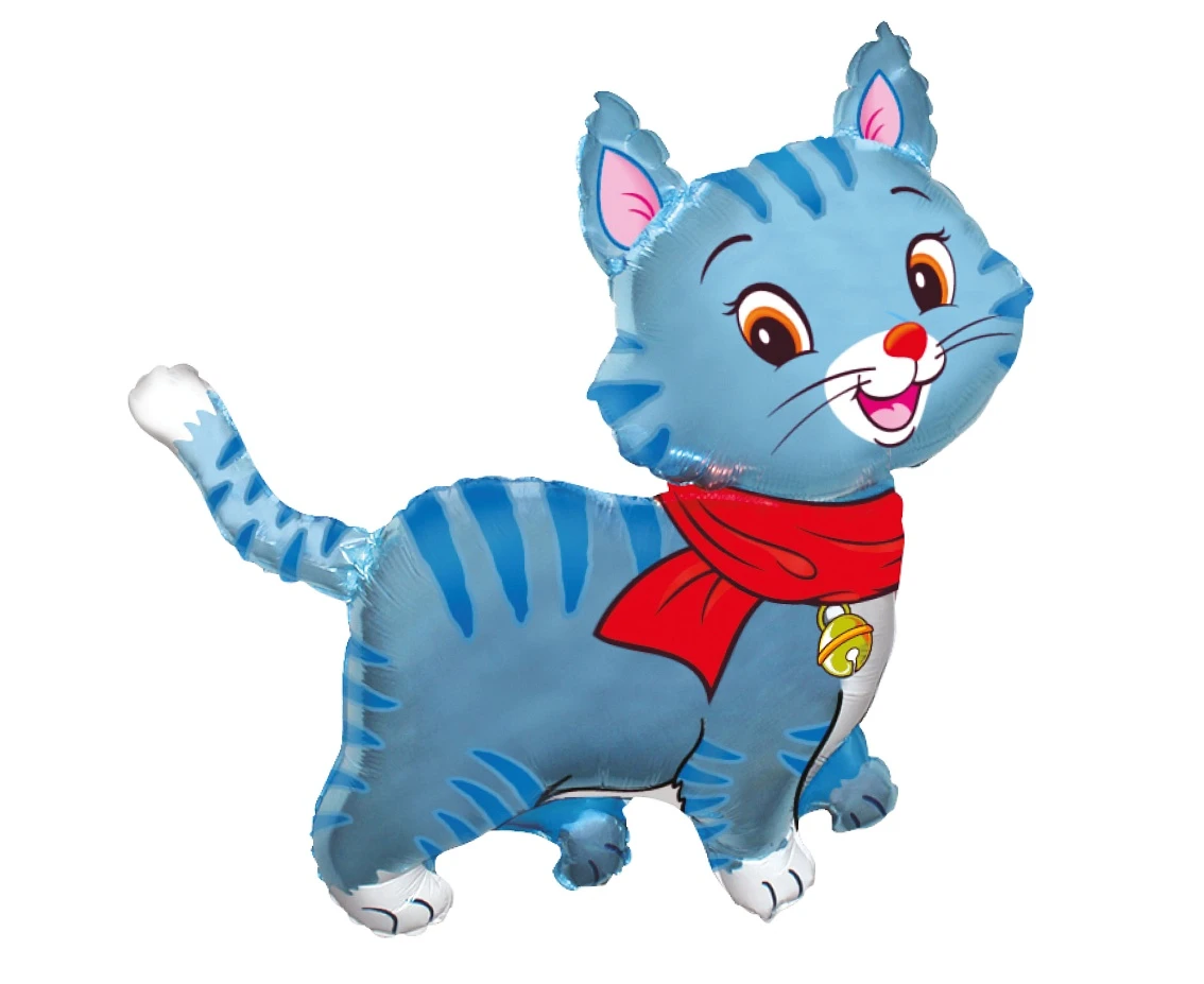 Foil balloon 24" FX Pretty Cat, blue, packed