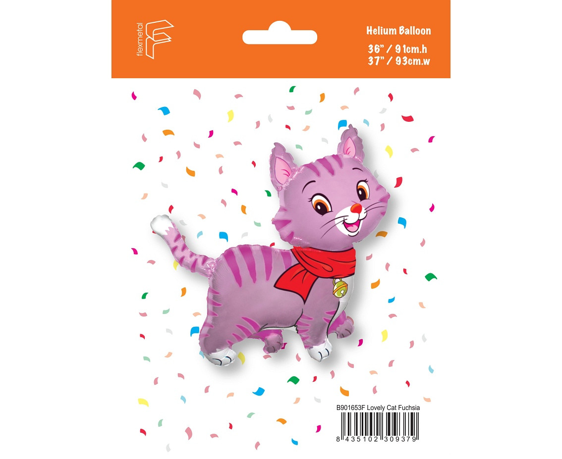 Foil balloon 24" FX Pretty Cat, pink, packed EOL