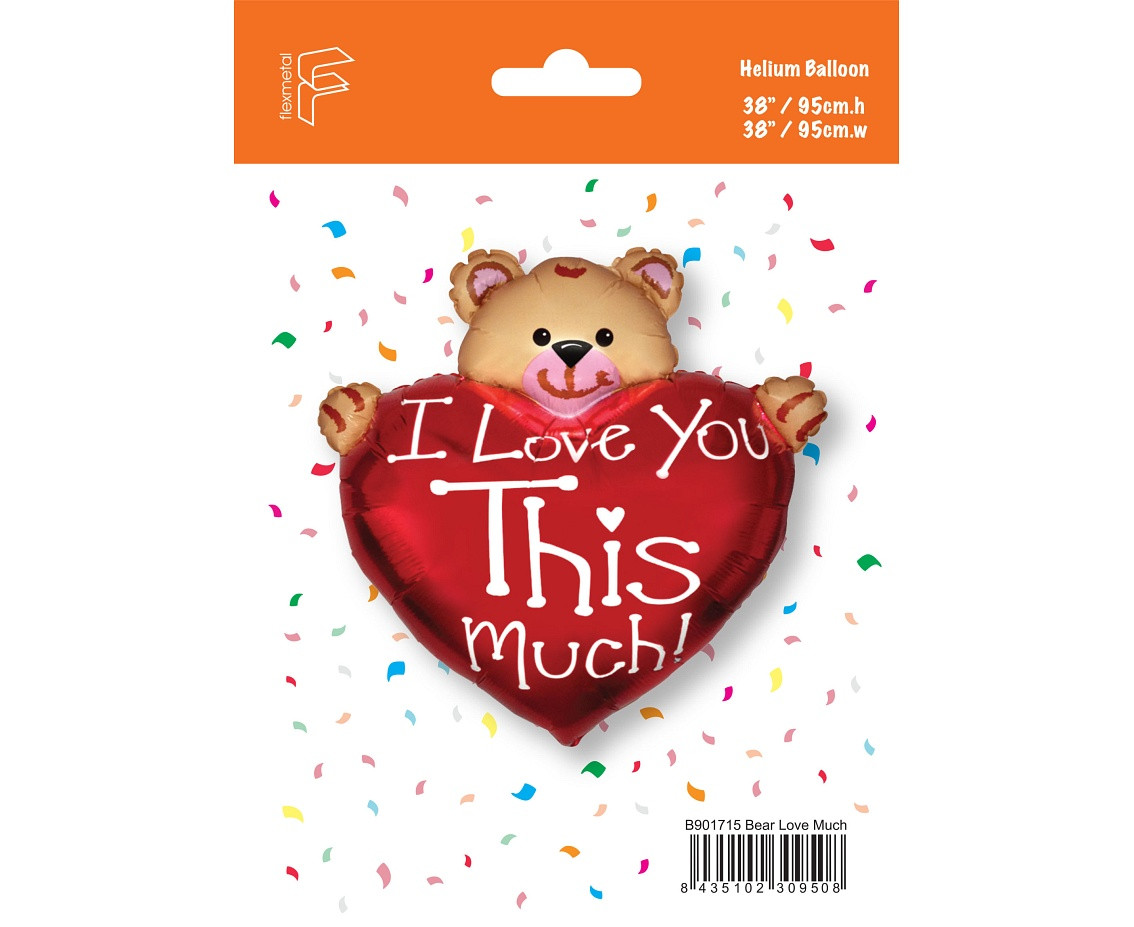 Foil balloon 24" FX Teddy with Heart, packed EOL