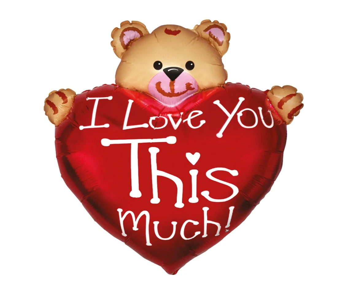 Foil balloon 24" FX Teddy with Heart, packed EOL