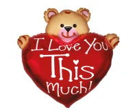 Foil balloon 24" FX Teddy with Heart, packed EOL