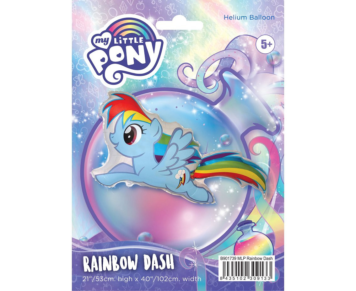 Foil balloon 24" FX Rainbow Dash Pony, packed EOL