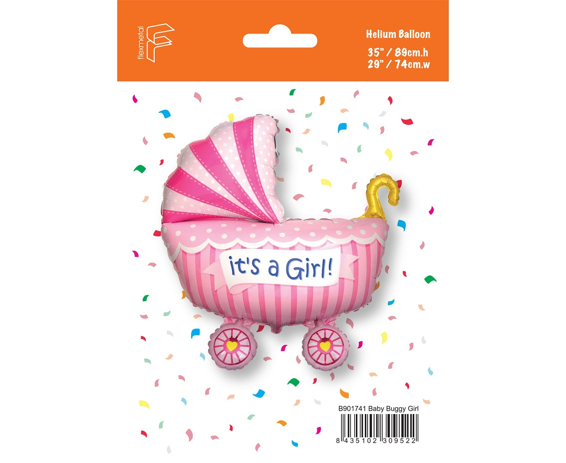 Foil balloon 24" FX Girl''s Pram (pink), packed EOL