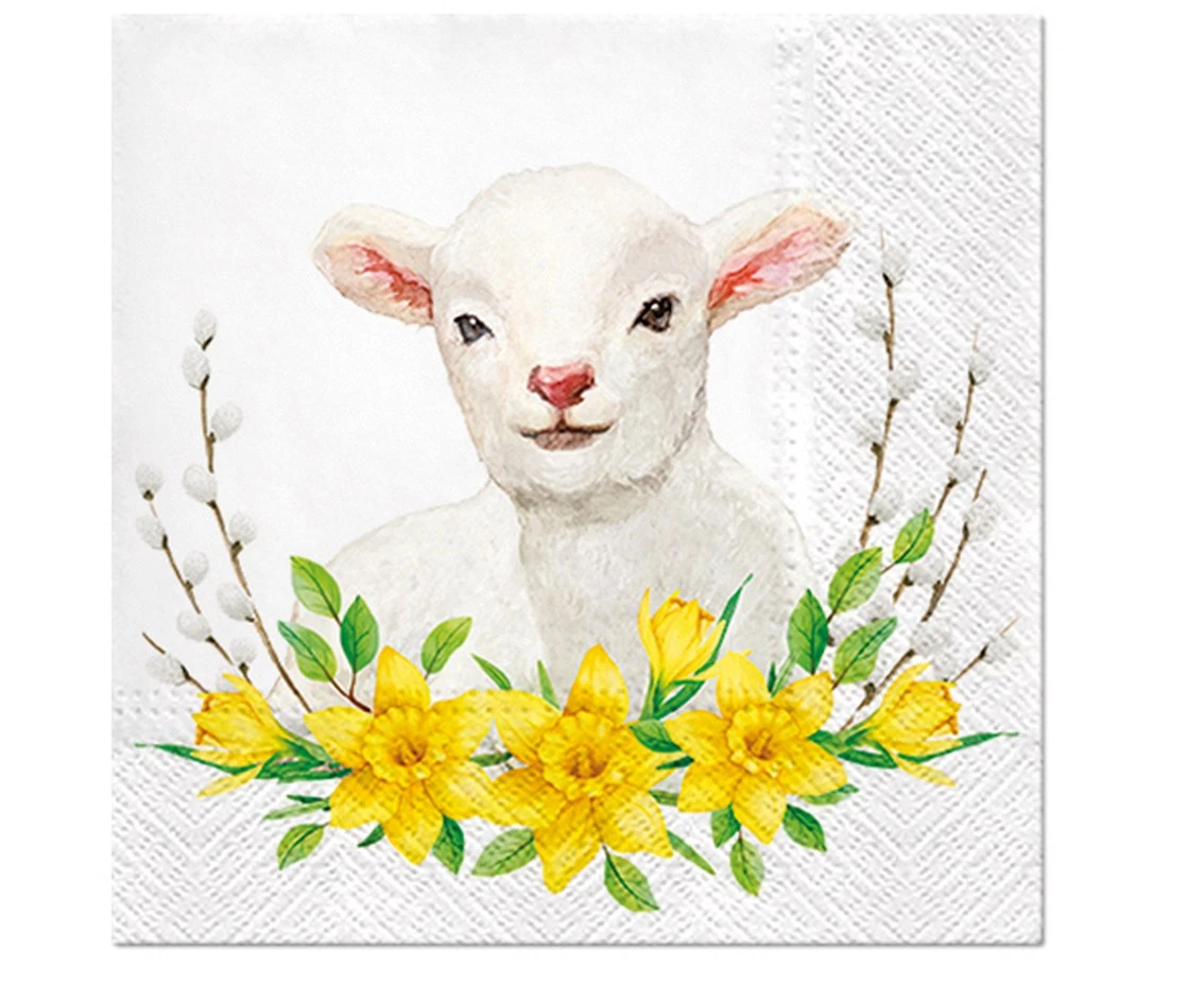 PAW Paper napkins PAW, Lamb with Wreath, 33 x 33 cm / 20 pcs.