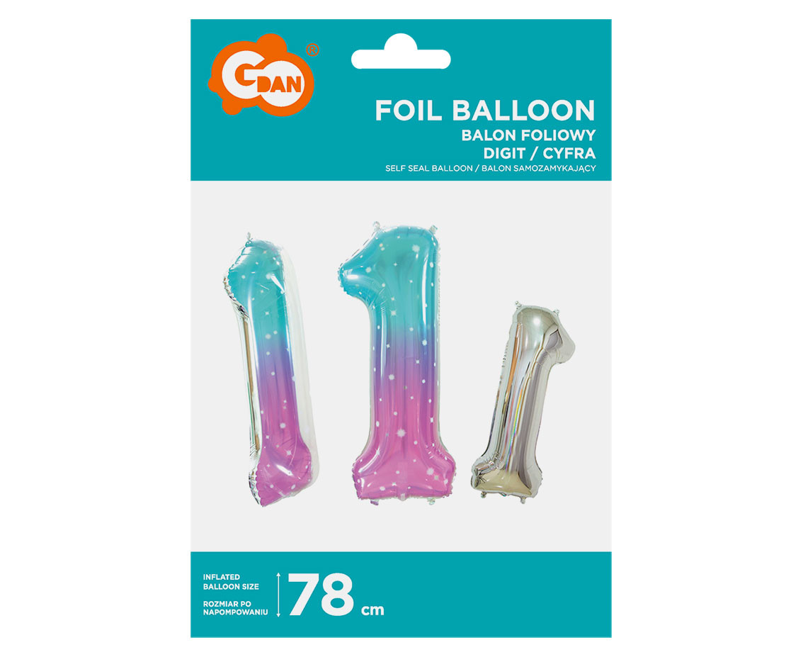 Foil balloon Digit 1, Space, 78 cm EOL