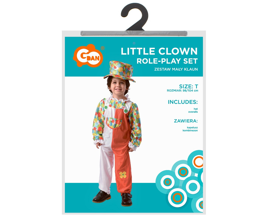 Little Clown role-play set (hat, overalls), size 98-104 cm