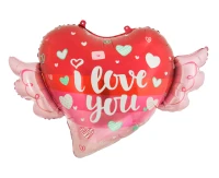 Foil balloon Heart with Wings, 68 x 47 cm EOL