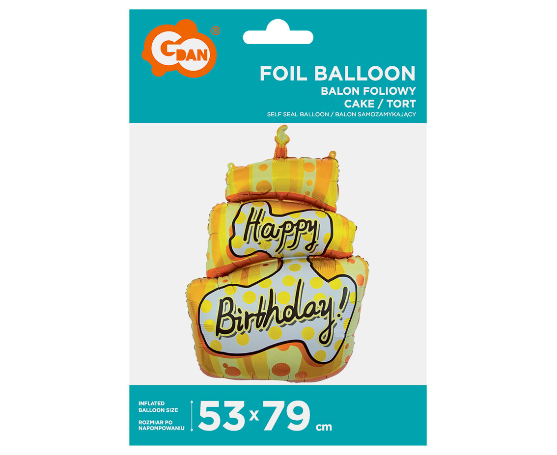 Foil balloon Happy Birthday Cake, 53 x 79 cm EOL