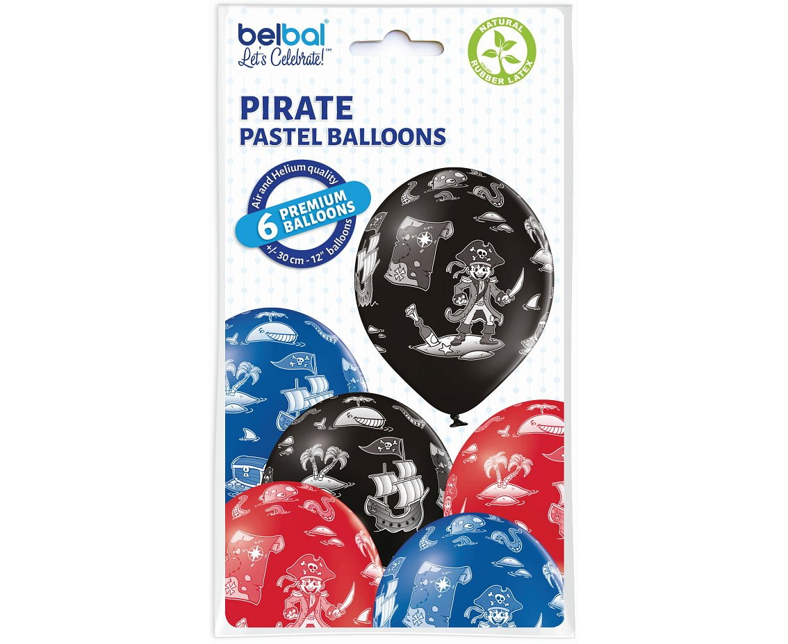 Balloons Belbal 12", D11, pirate, 6pcs