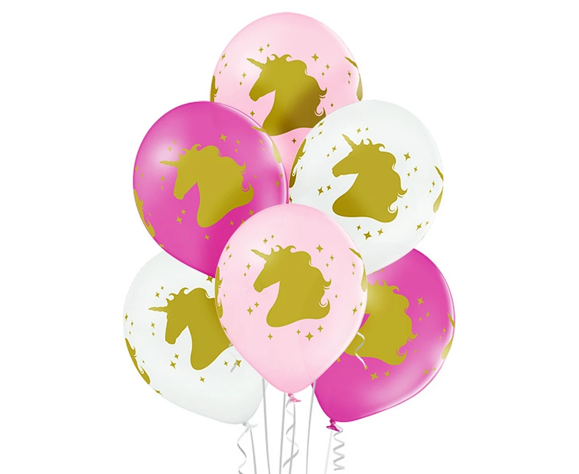 Balloons Belbal 12", D11, unicorn head crystal, 6pcs